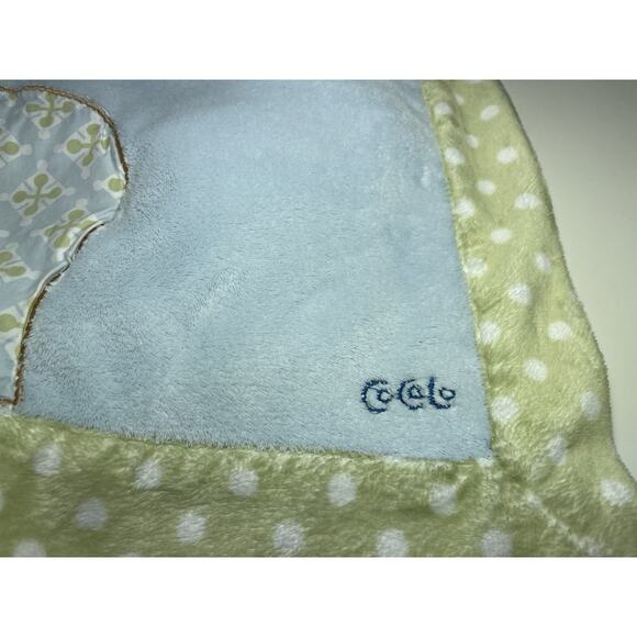 Cocalo Blue Elephant Baby Security Blanket Green Polka Dot Trim Plush *READ* - Picture 4 of 9